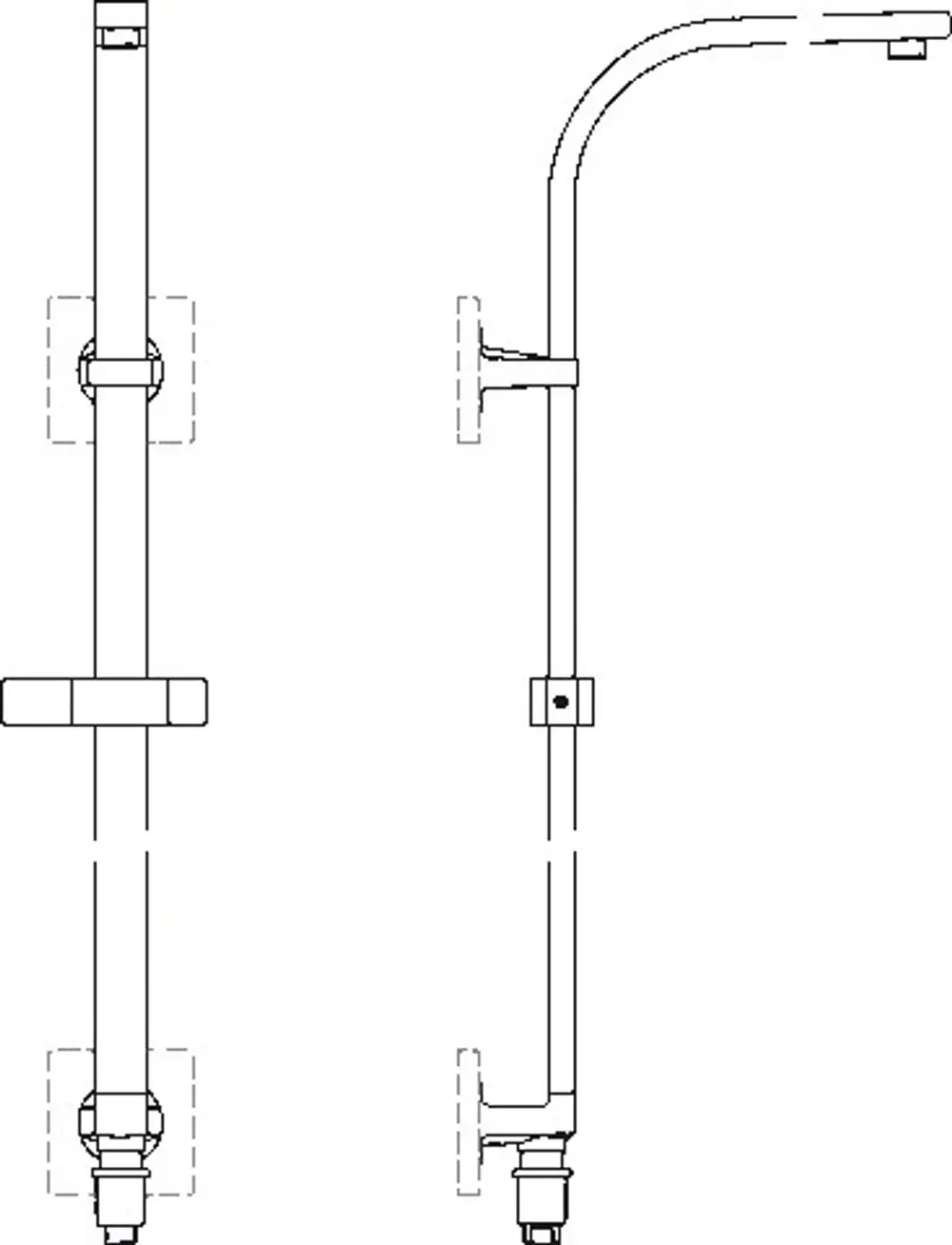 Brausesystem von Ideal Standard mit verchromter Oberfläche, vertikal montiert, ohne Handbrause, ausgestattet mit Umschaltung und Halterungen für die Wandmontage.